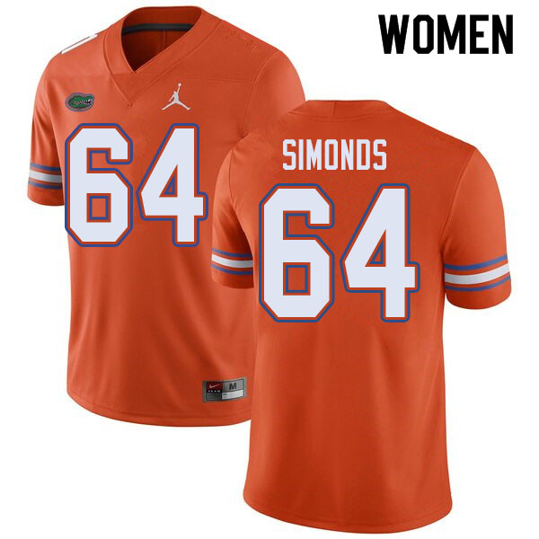 Jordan Brand Women #64 Riley Simonds Florida Gators College Football Jerseys Sale-Orange